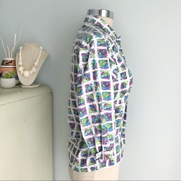 1950s VINTAGE Kitschy Beach Print Short Sleeve Top - Picture 5 of 8